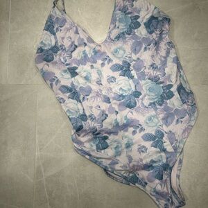 Love Shack Fancy Floral Blue and Purple One Piece